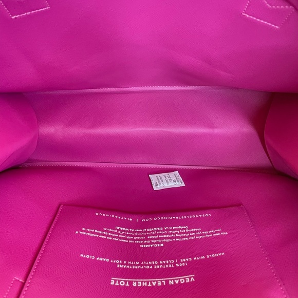 NEW TRENDY MAGENTA I SPEAK FLUENT DESIGNERS MODERN VEGAN TOTE BAG - Picture 8 of 8